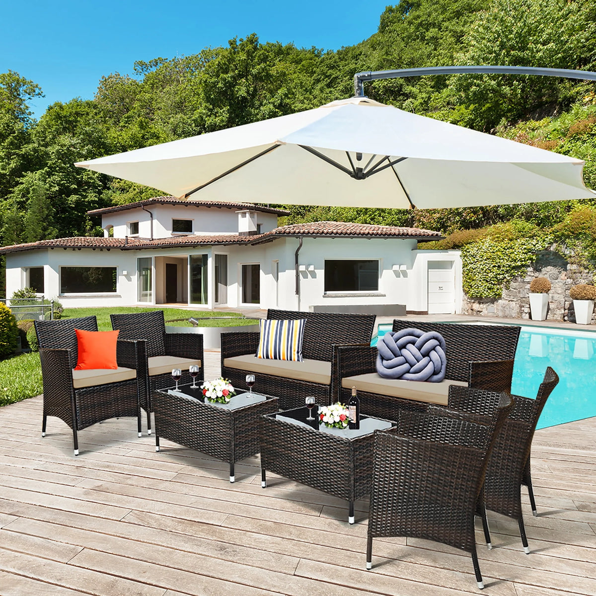 8 Pcs Cushioned Patio Furniture Set S8470