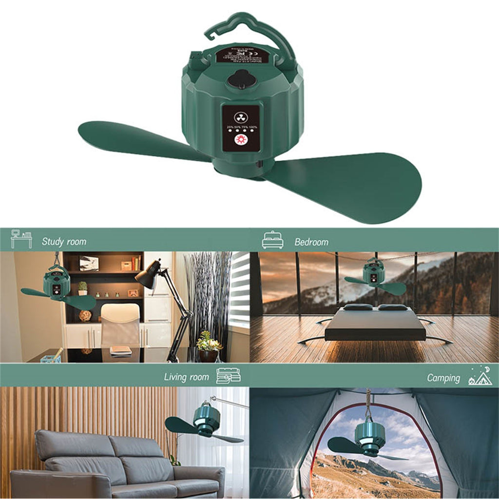 Rechargeable Camping Fan with LED Light and Hook 5200mAh I486