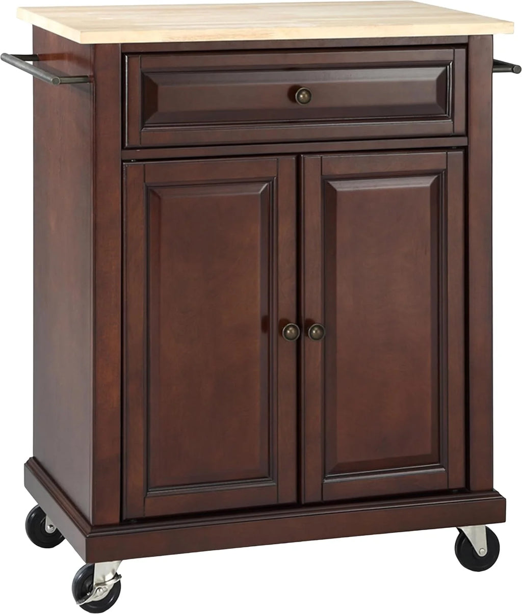 Compact Kitchen Island with Natural Wood Top X49938