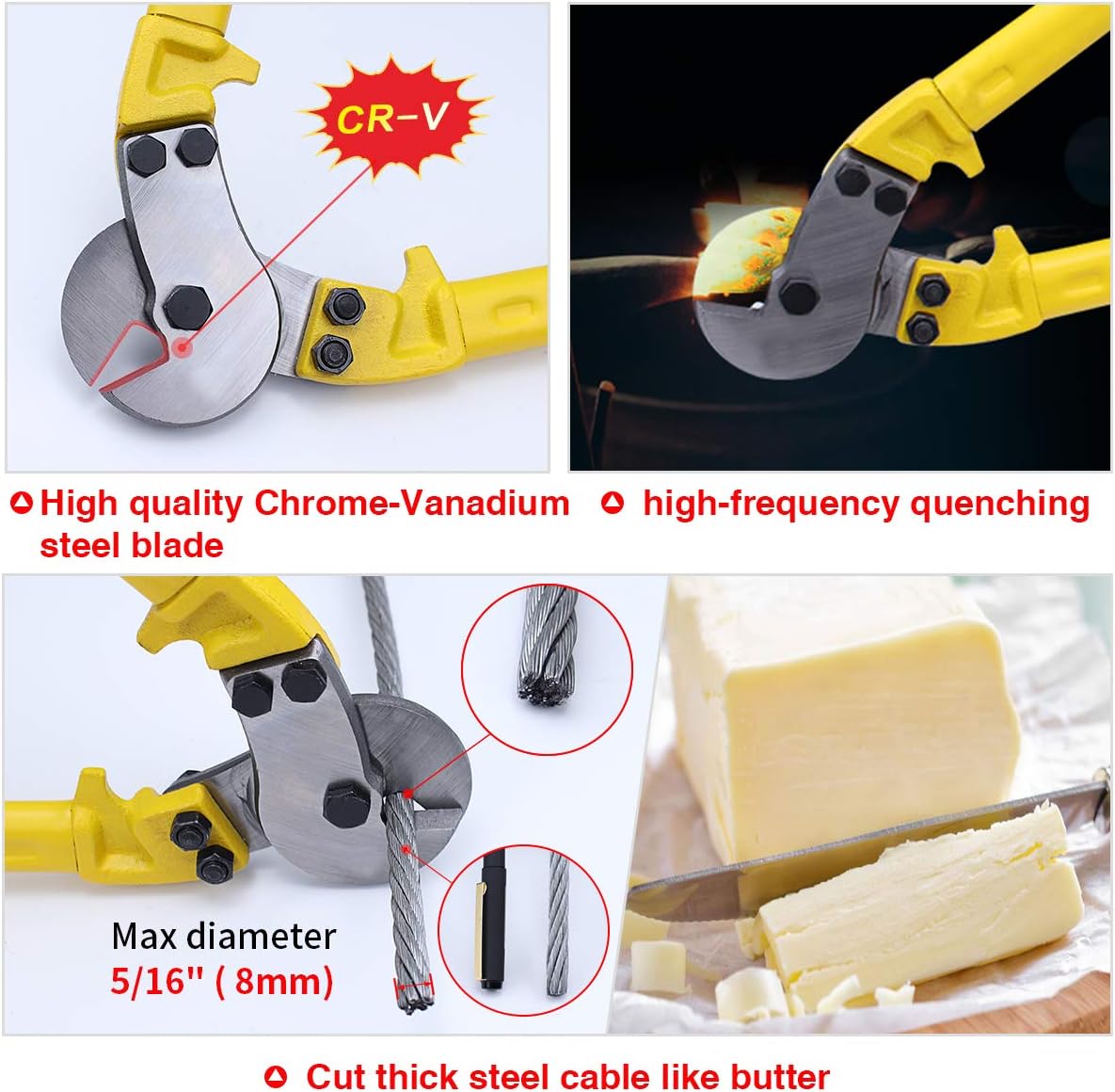 18" Chromium Vanadium Steel Cable Cutter with 10Pcs Ferrules A6307