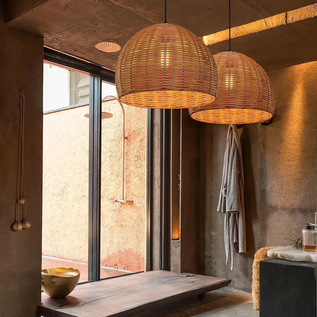 Boho Round Bamboo Pendant Light R412