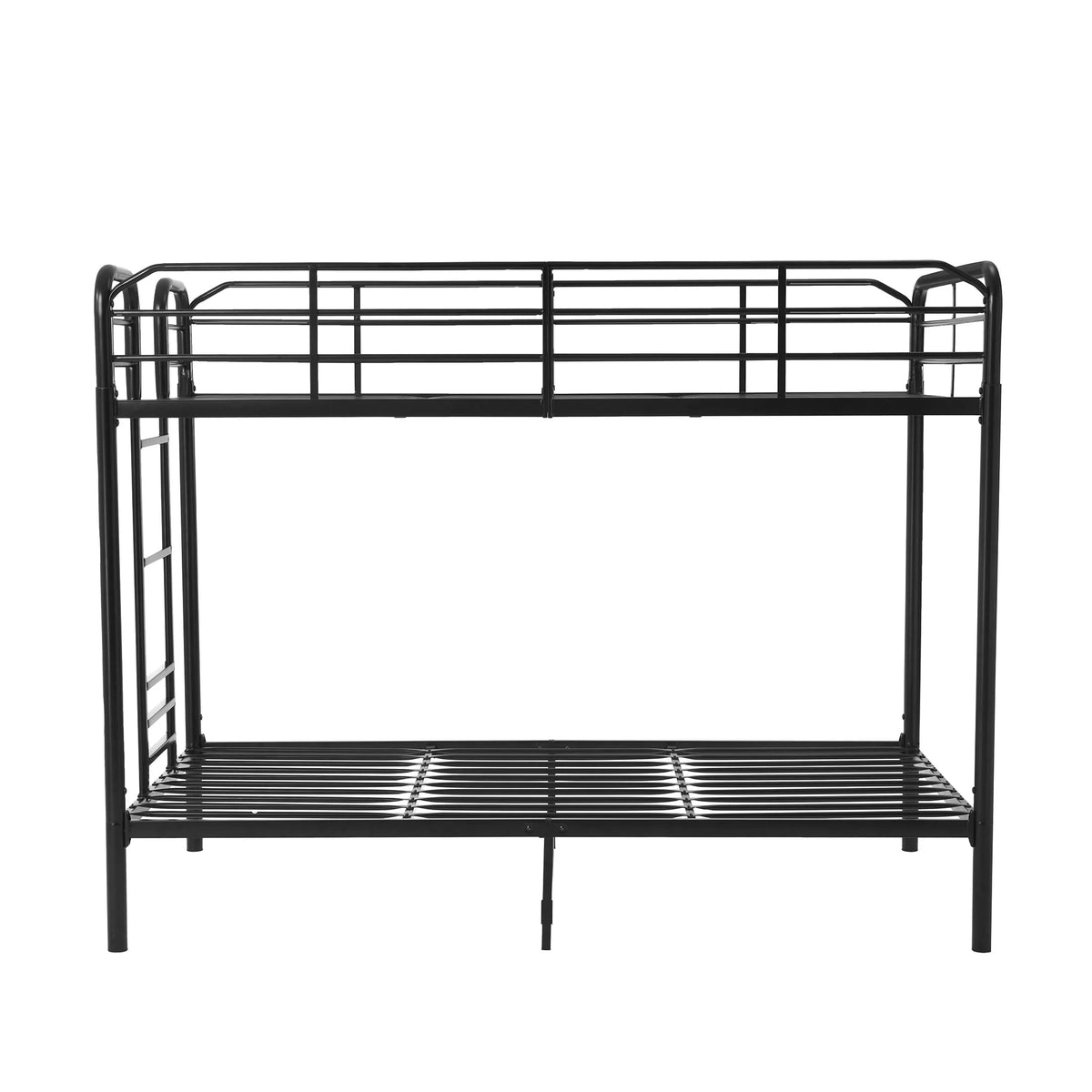 Black Metal Twin over Twin Quad Bunk Bed with Ladder and Guardrails Z667735