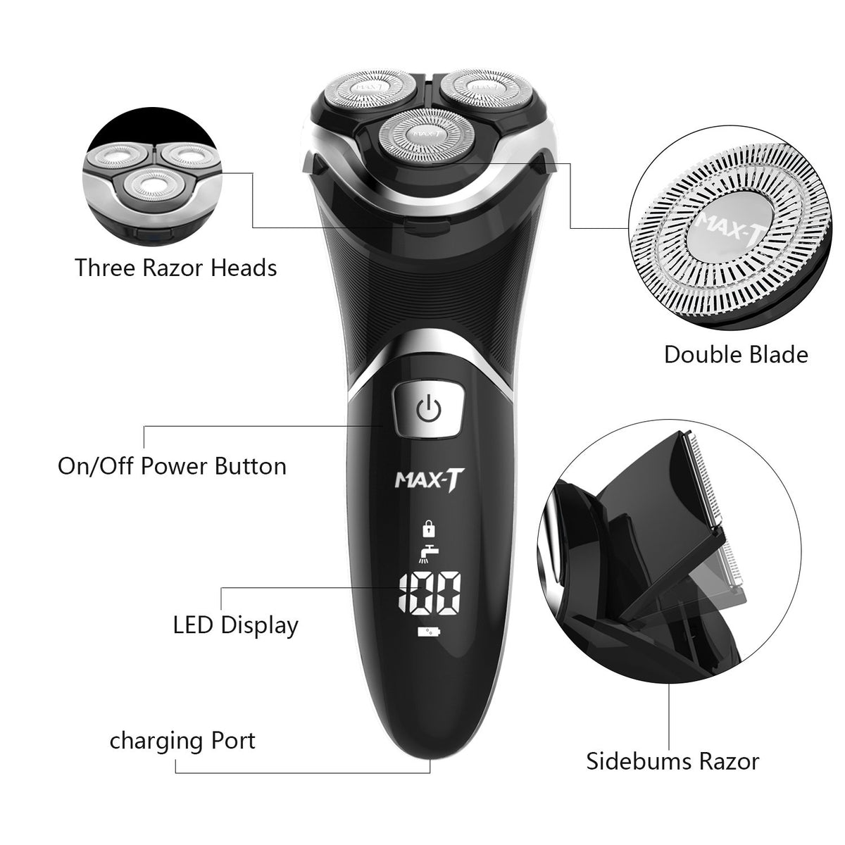 Electric Shaver Razor with Pop Up Trimmer, IPX7 Waterproof, Pack of 2 I956236