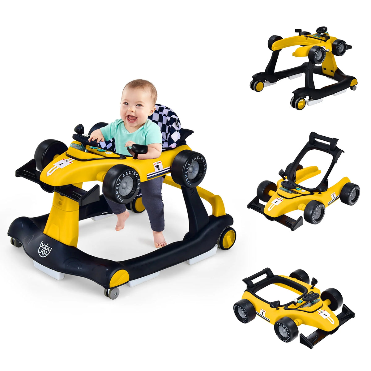 Foldable Adjustable Height Blue Baby Walker X867