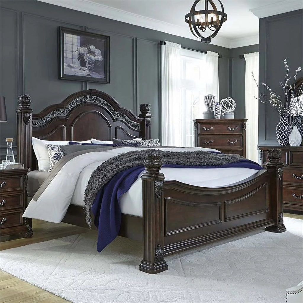 Dark Brown King Poster Bed E725690
