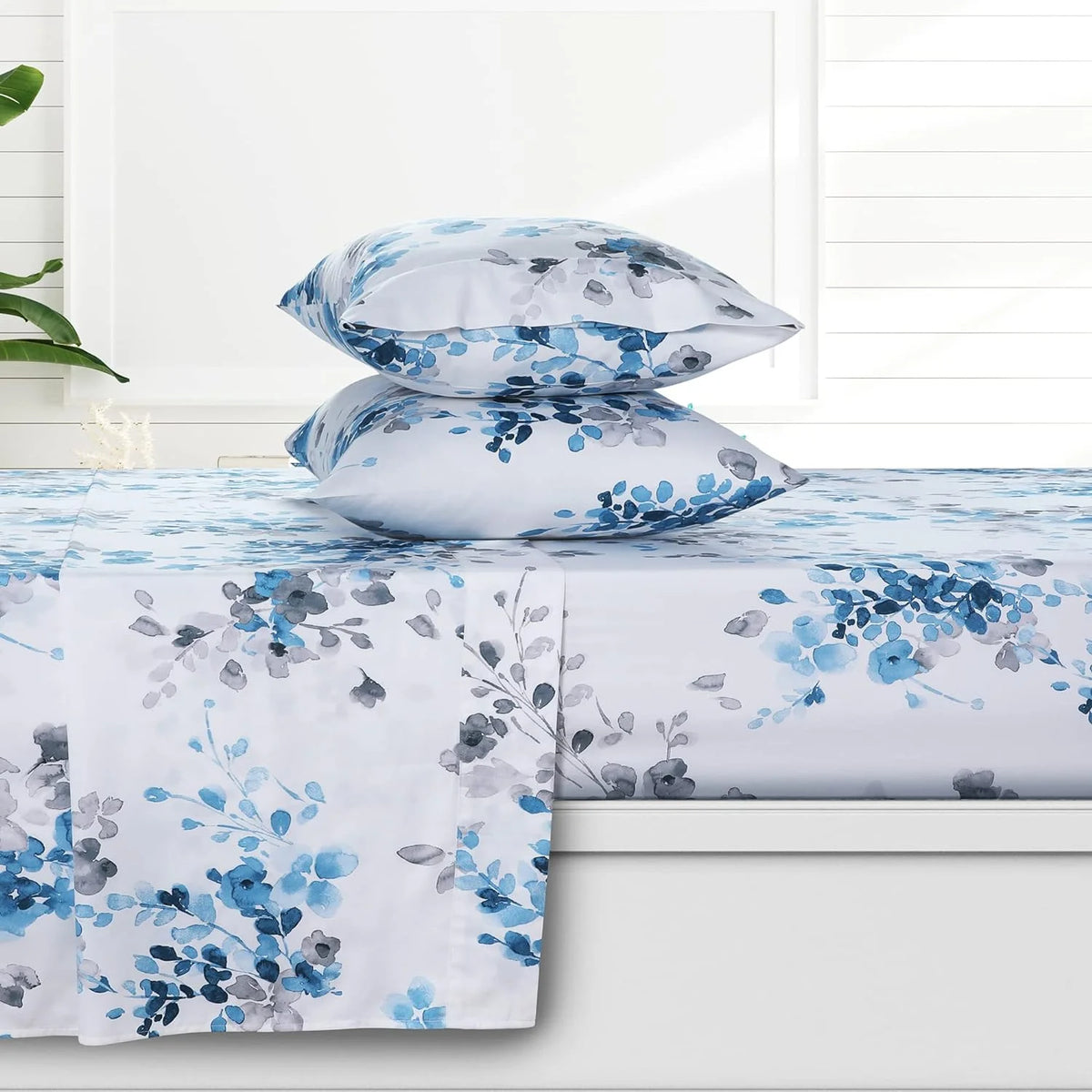 300 Thread Count Organic Cotton Deep Pocket King Bed Sheet Set J2349