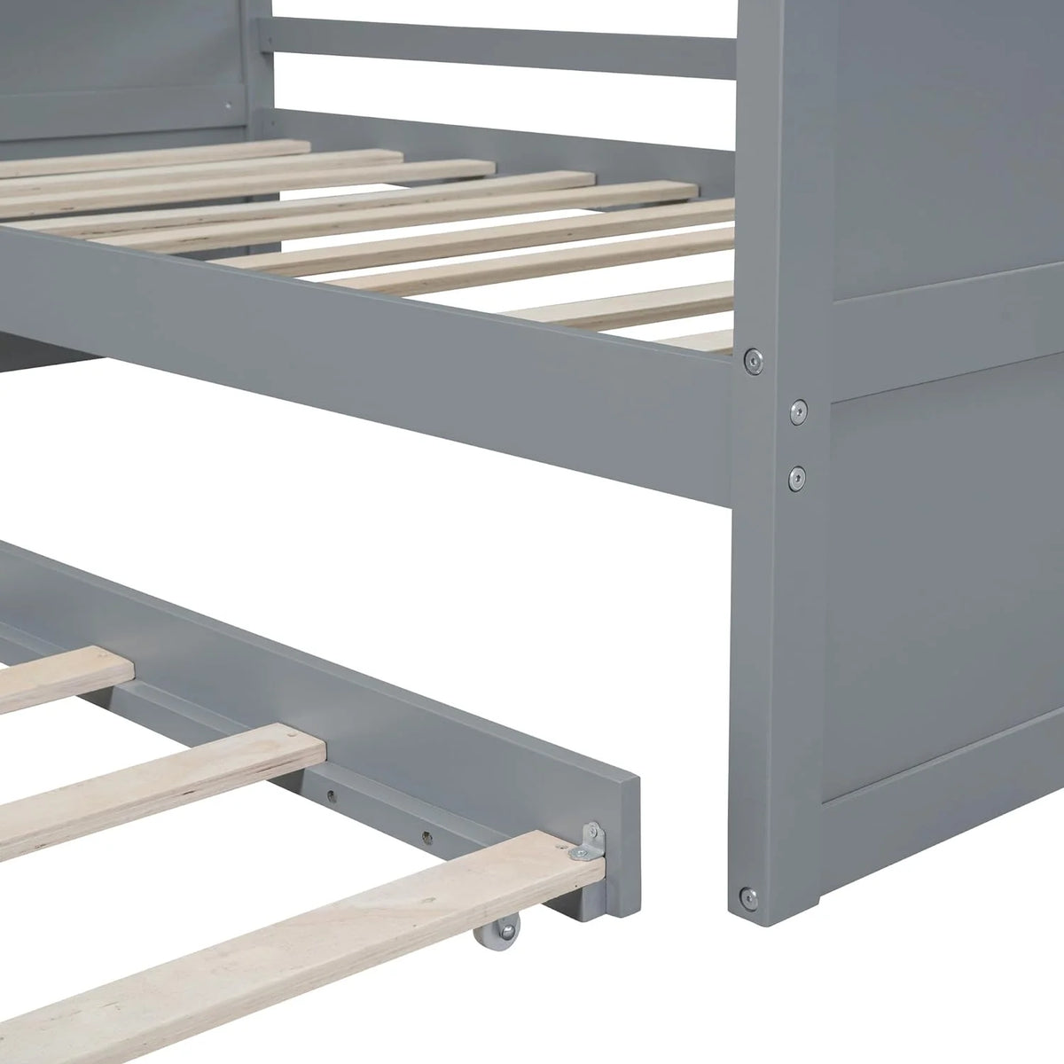 Twin Size Four-Poster Wood Canopy Bed with Trundle U883510