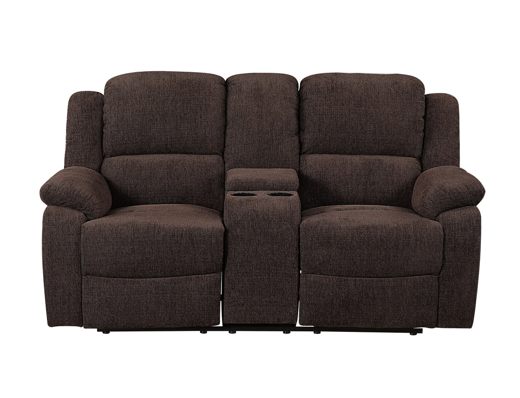 Brown Chenille Loveseat with Console C462361