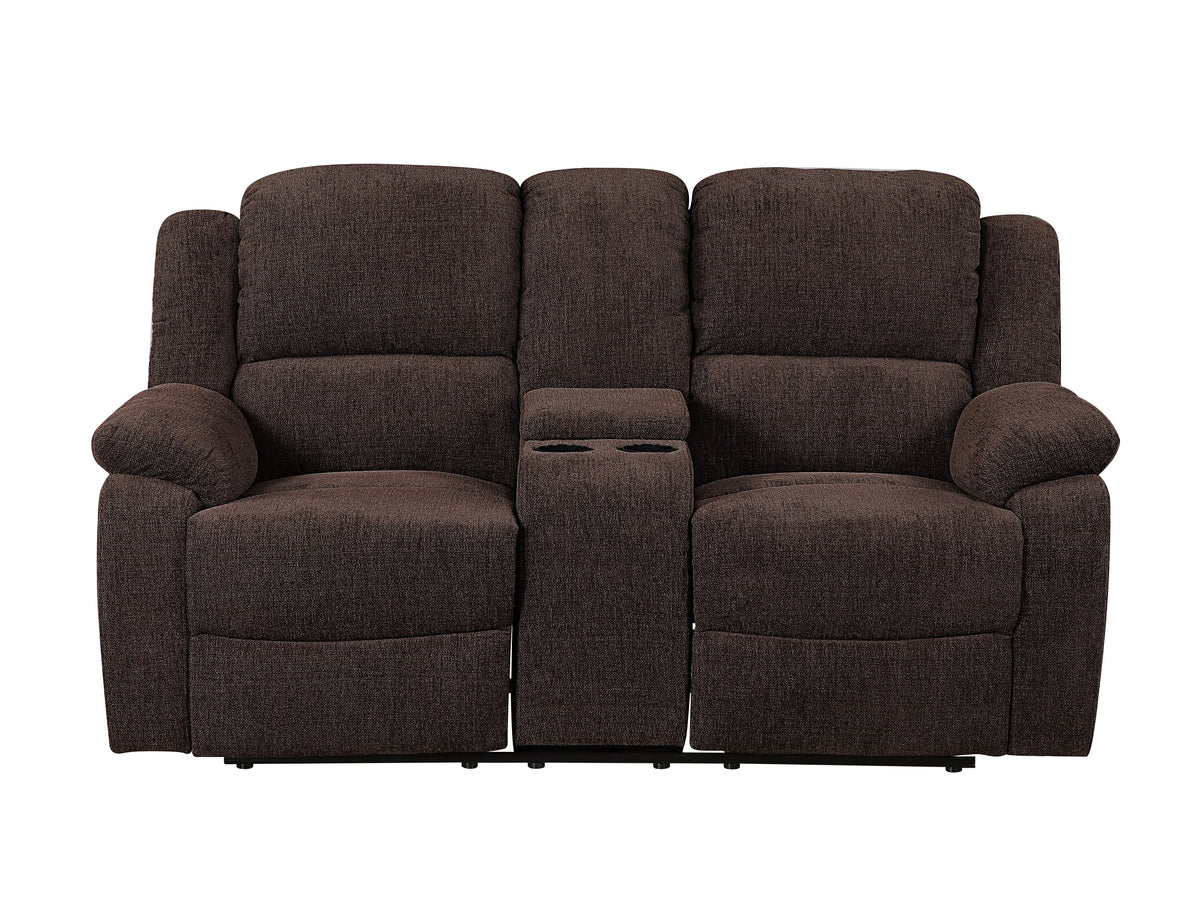Brown Chenille Loveseat with Console C462361
