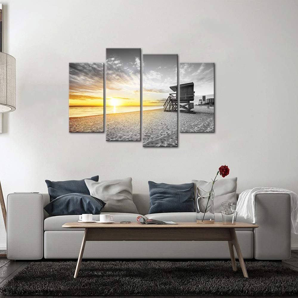 4 Pieces Beach Wall Art Canvas Print Framed K734565
