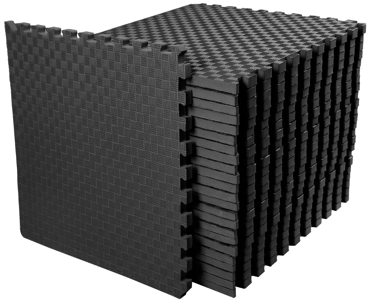 1 In. Thick EVA Foam Interlocking Exercise Mat, 18 Piece, Black K9331