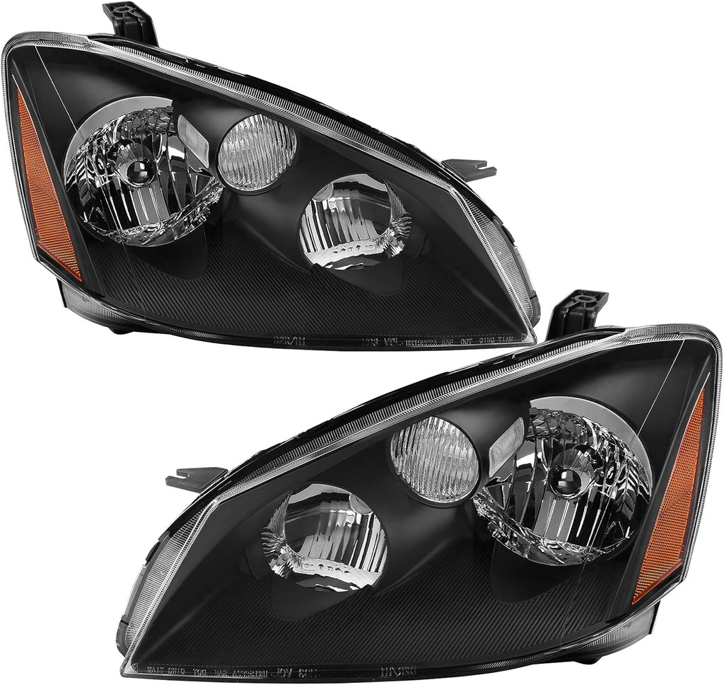 Headlight Assembly Compatible with 2005 2006 Altima Black Housing Amber Reflector C9004
