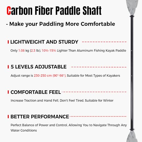 Carbon Fiber Shaft Plastic Blade Adjustable Kayak Paddles L649497