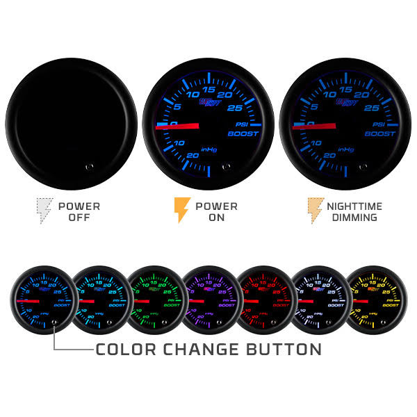 Tinted 7 Color 30 PSI Fuel Pressure Gauge R5116