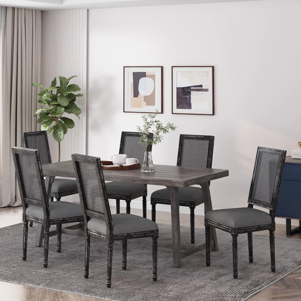 Gray Fabric Dining Chair Set of 6 Q906