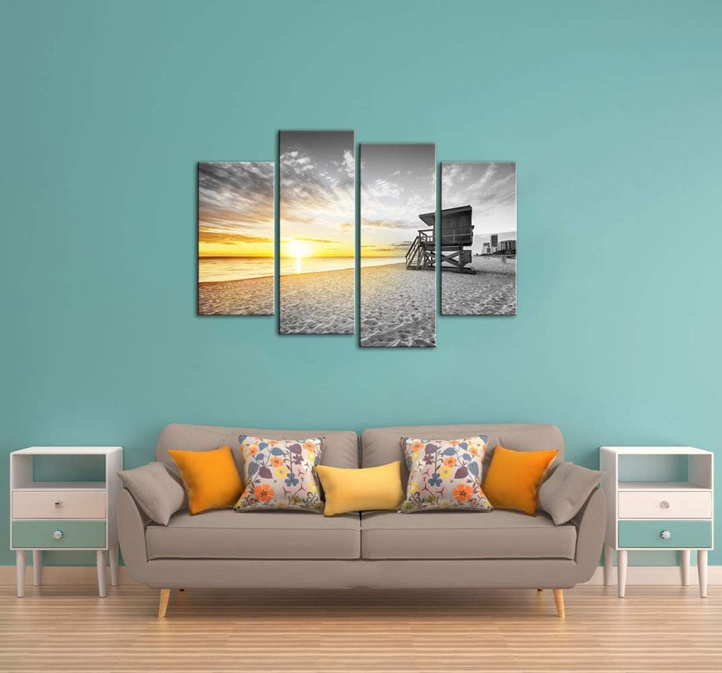 4 Pieces Beach Wall Art Canvas Print Framed K734565