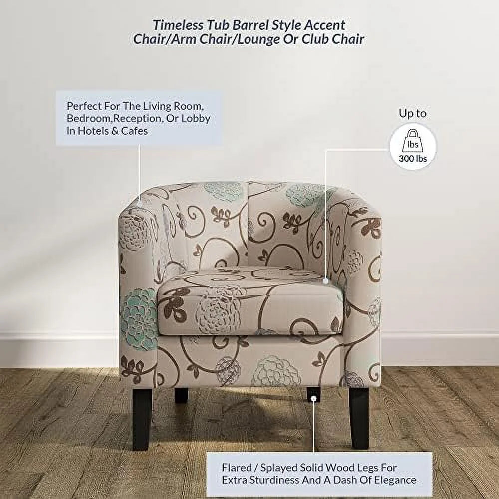 Linen Accent Chair with Flared Legs and Plush Cushion A97998