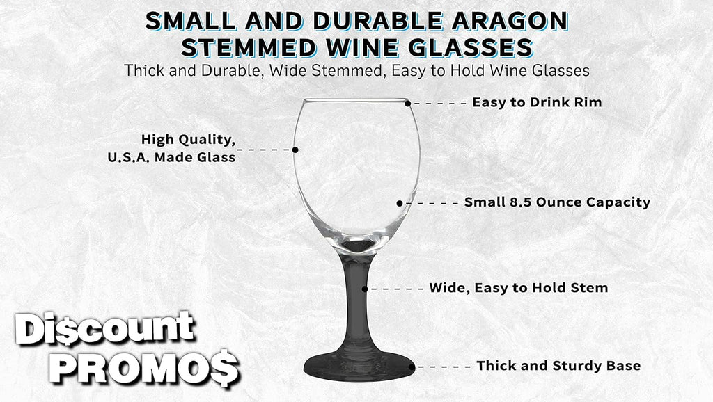 Black 8.5 Oz Wine Glasses Set S1715