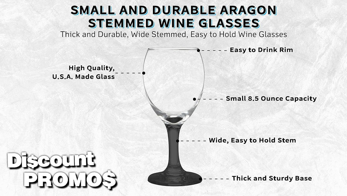 Black 8.5 Oz Wine Glasses Set S1715