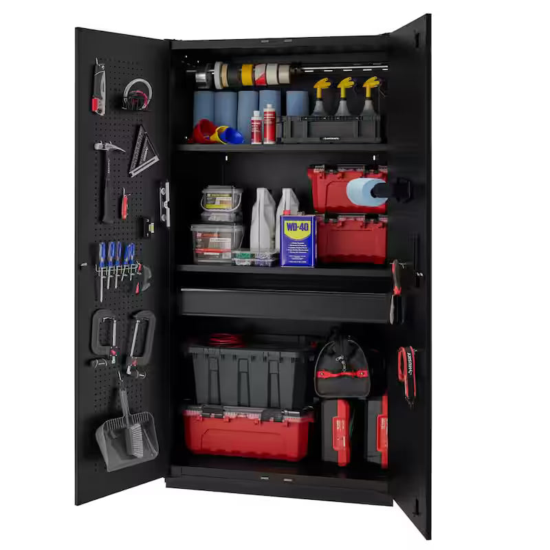 3-Piece Heavy Duty Welded Steel Garage Storage System in Black M996
