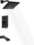 Black Tub and Shower Faucet Set with 8 Inch Rain Shower Head F86180