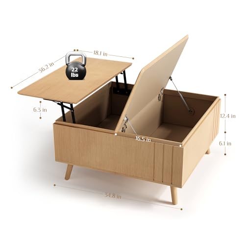 Round Storage Coffee Table with Sliding Cabinet Door, Walnut J203