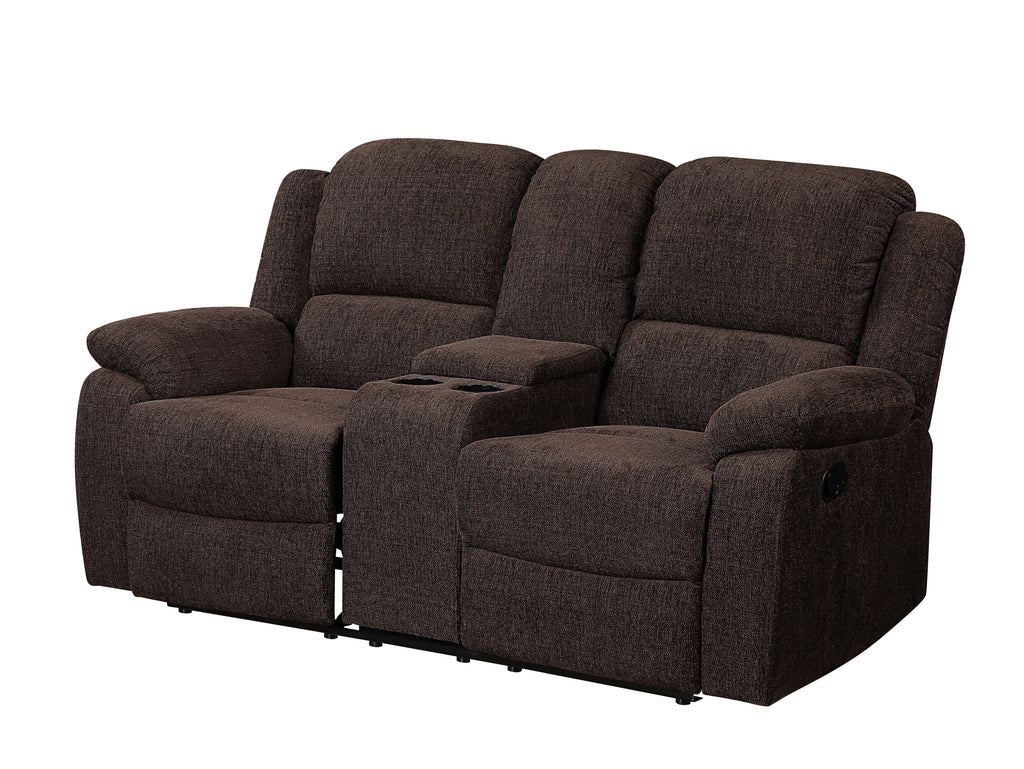 Brown Chenille Loveseat with Console C462361