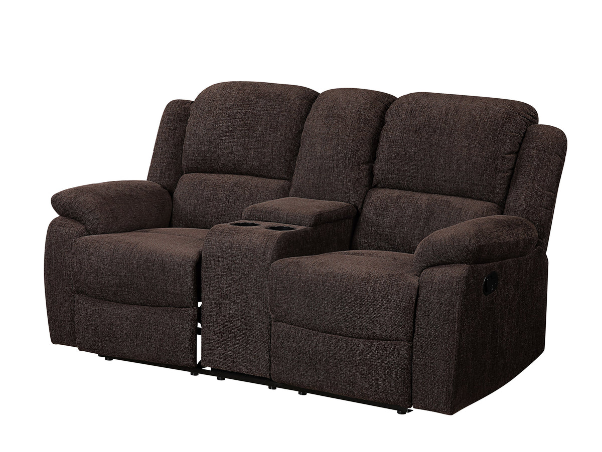 Brown Chenille Loveseat with Console C462361
