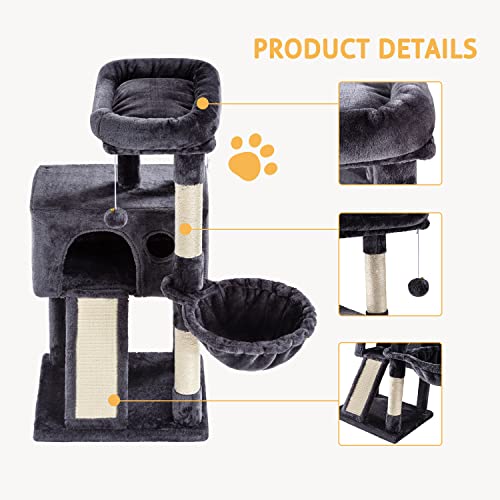 36 Inches Smoky Grey Cat Tree with Hammock C56001