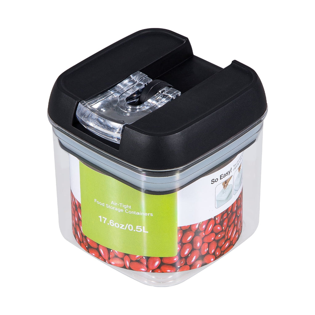 9 Pc Clear Plastic Airtight Food Container Set with Black Lid B429