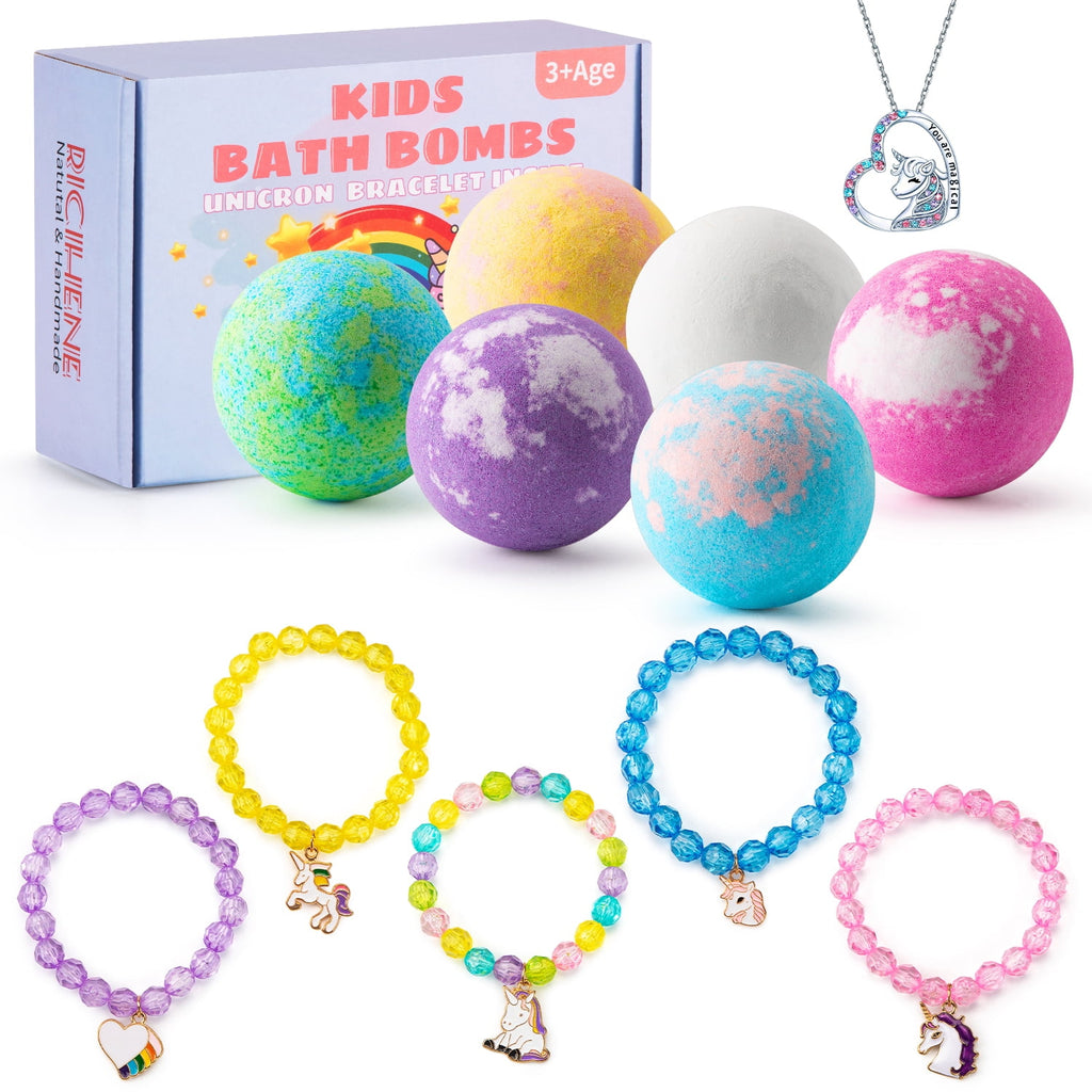 6 Large Organic Bath Bombs with Bracelets Toys for Kids E540