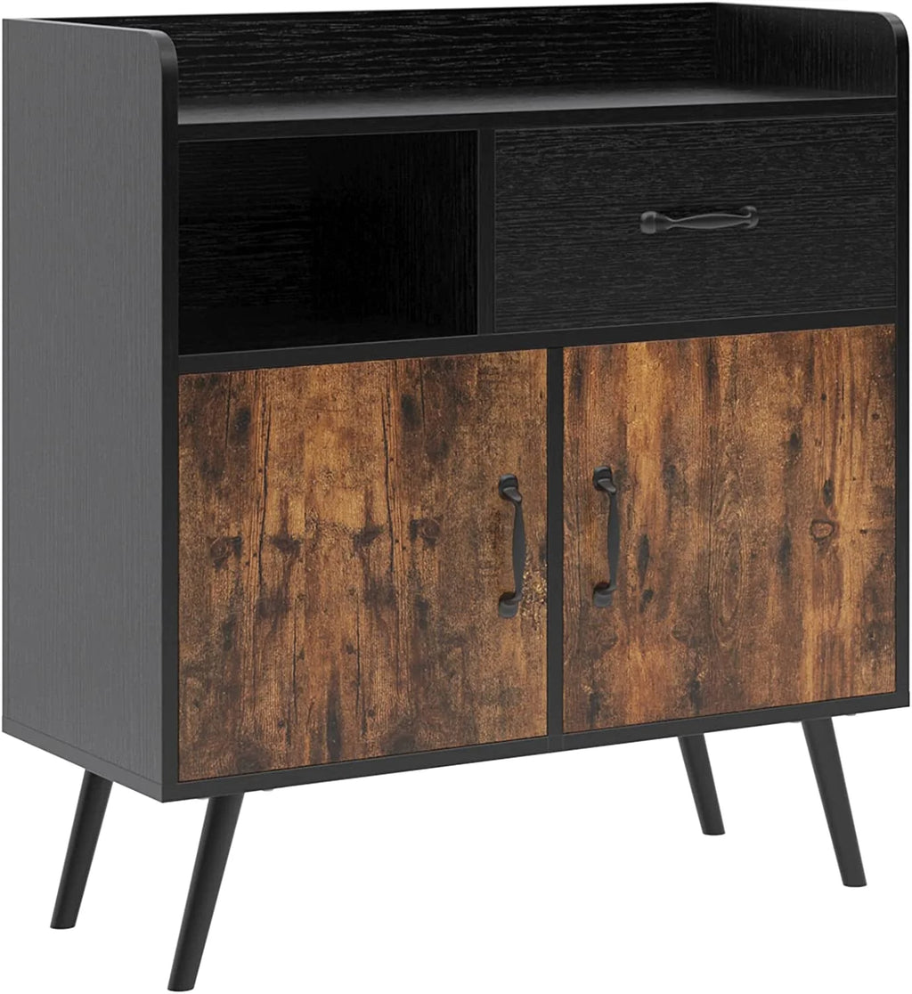 Cabinet with 1 Drawer 2 Doors 1 Open Shelves Free Standing Cupboard with 4 Legs O657477