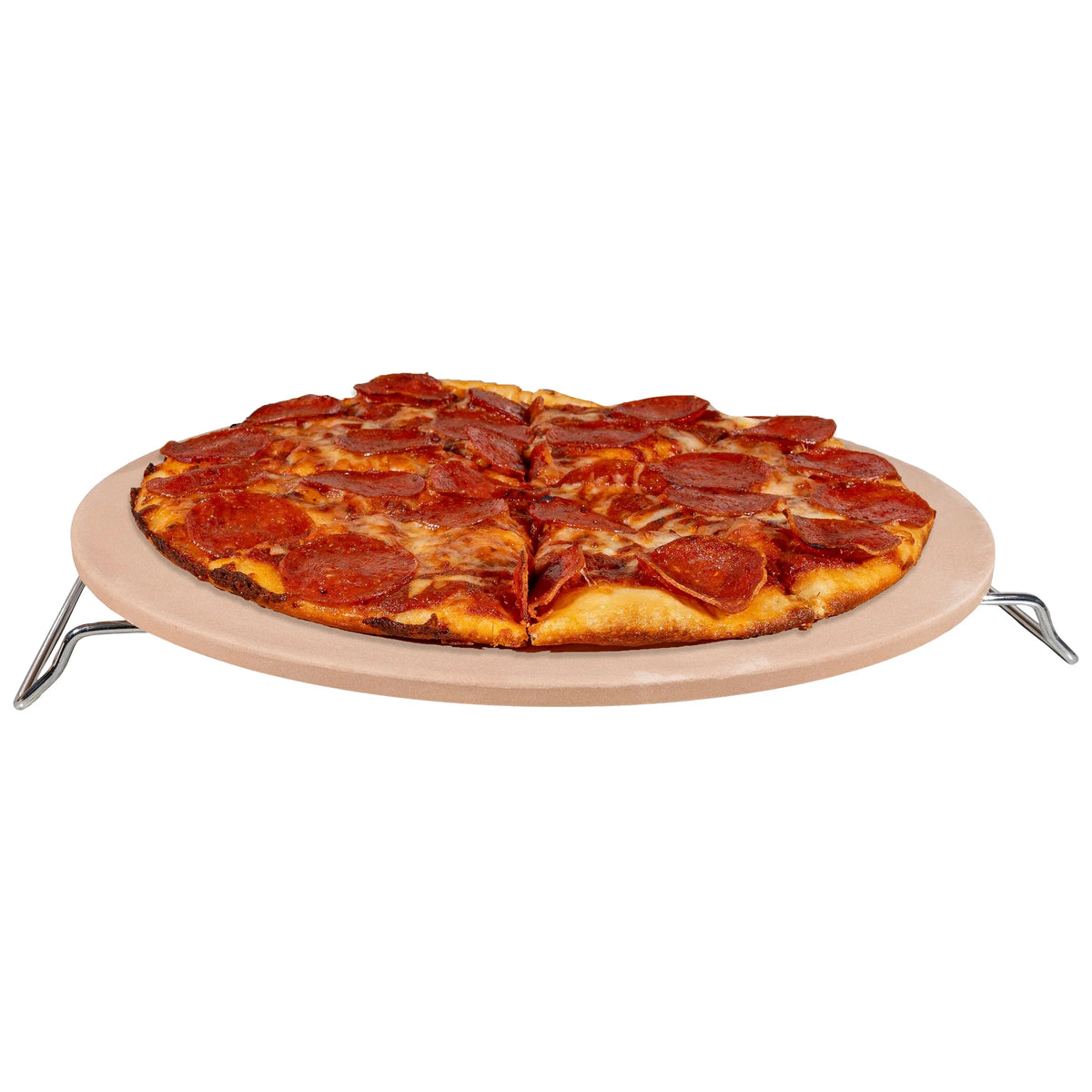 15-inch Pizza Stone with Pizza Cutter and Serving Rack O8708