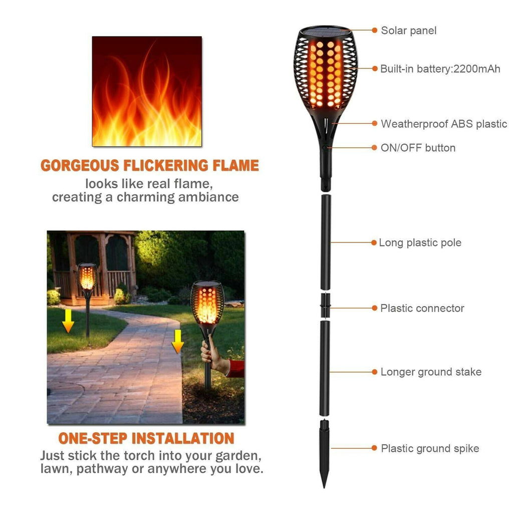 Solar Torch Lights Waterproof Flickering Flame Torches X490