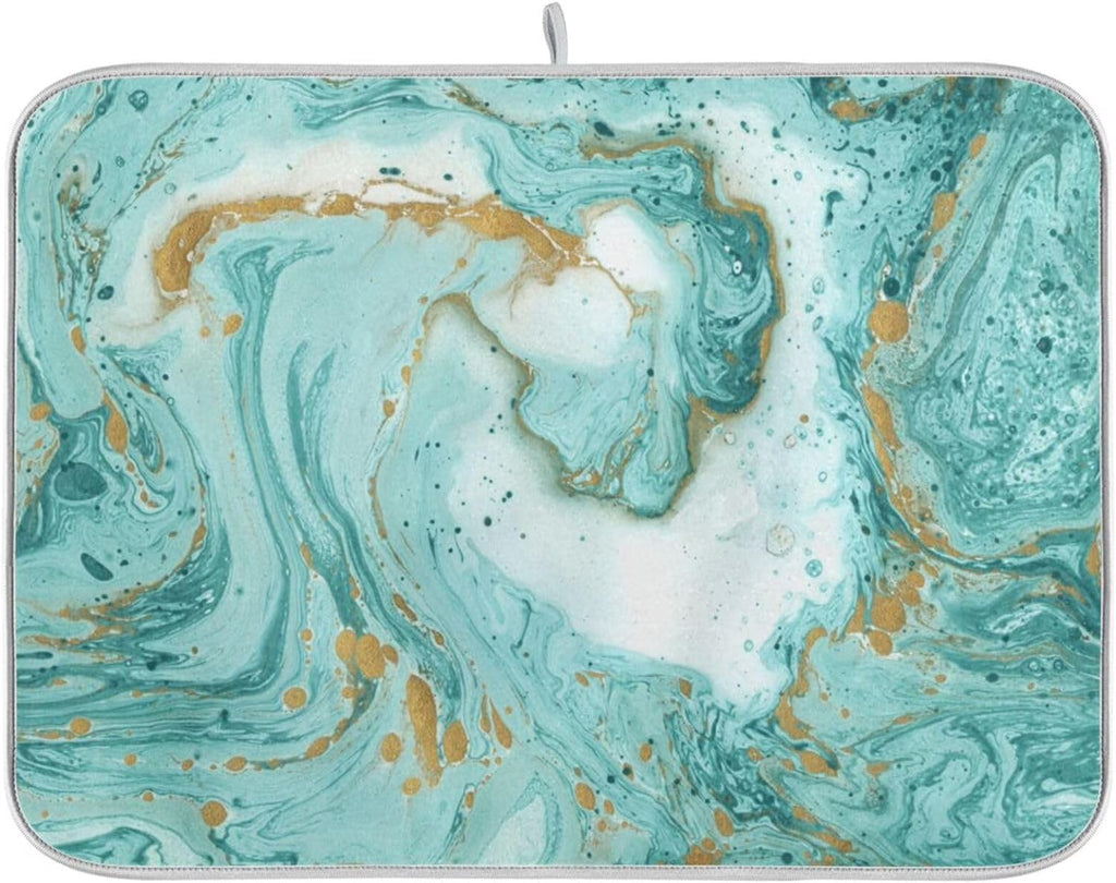 Turquoise Marble Texture Dish Drying Mat 16x18Inch X252
