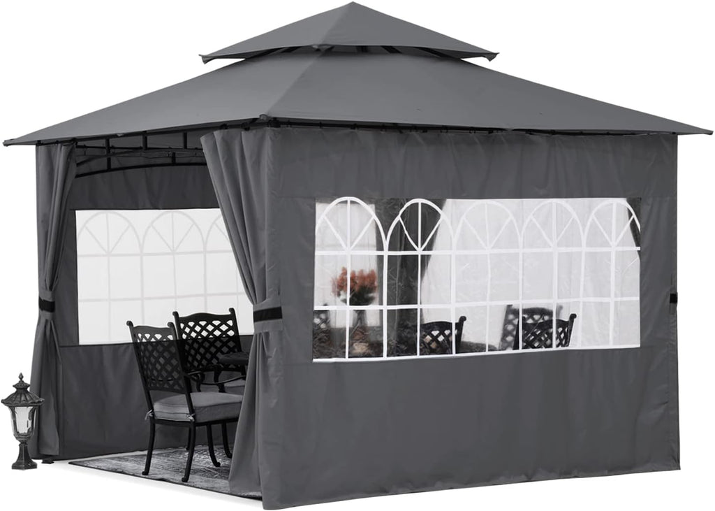 10’x12’ Dark Gray Winter Gazebo with Sidewalls P2744