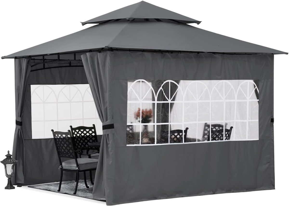10’x12’ Dark Gray Winter Gazebo with Sidewalls P2744