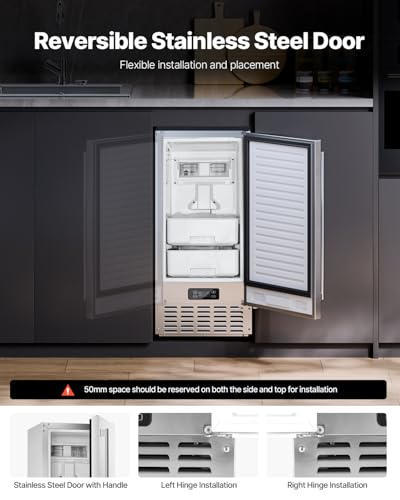 Under Counter Stainless Steel Ice Maker with Reversible Door O150438