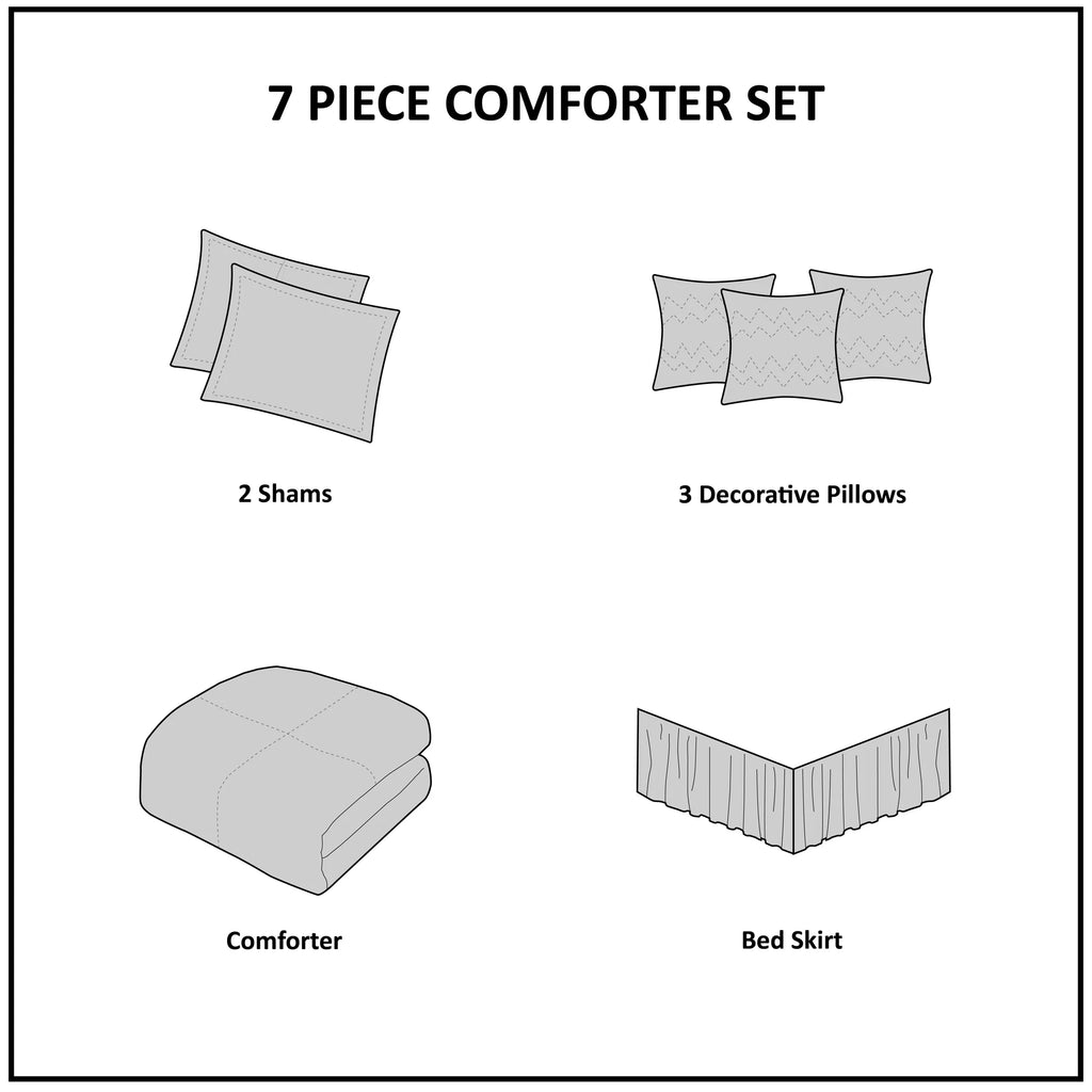 Red Embroidered 7-Piece Comforter Set O187954