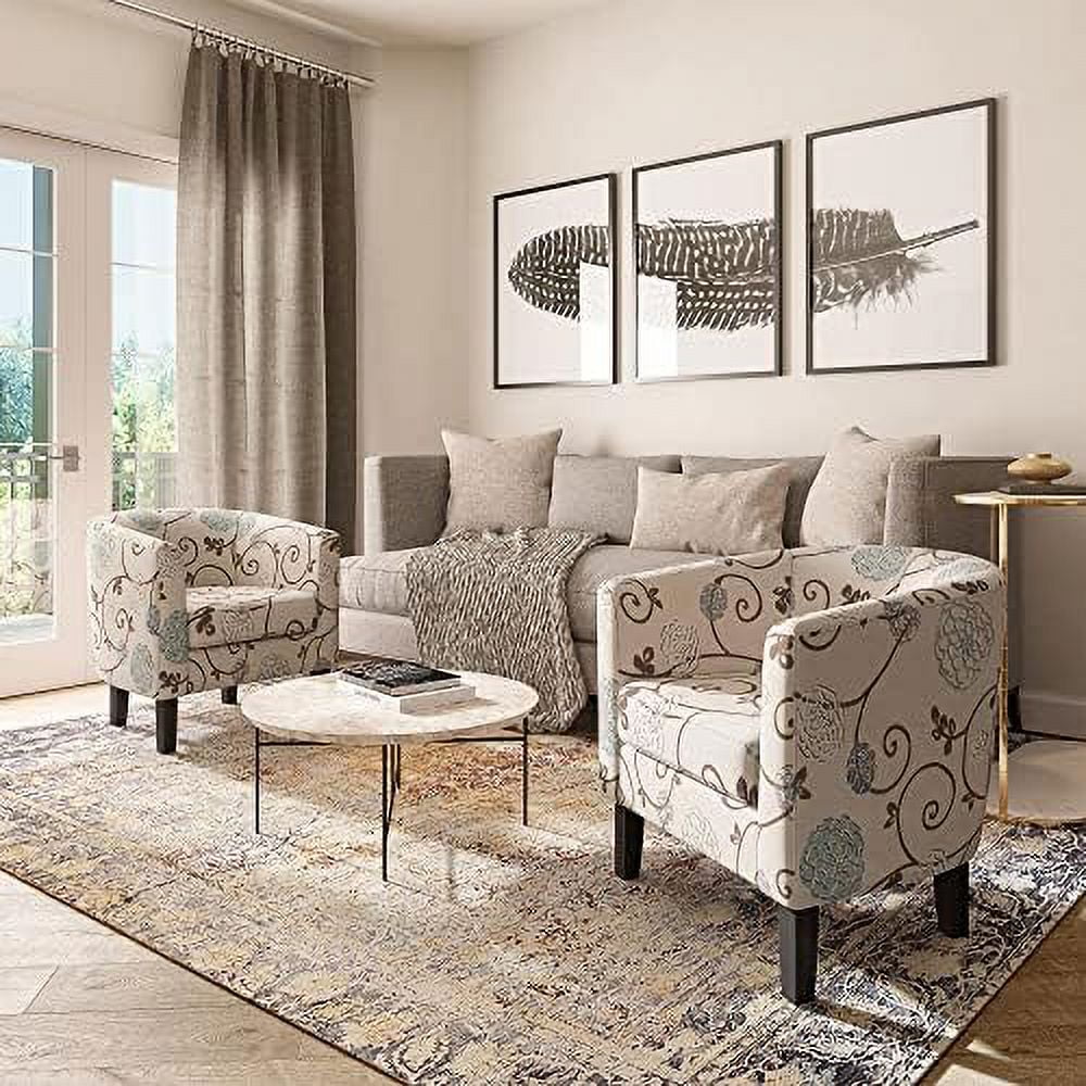 Linen Accent Chair with Flared Legs and Plush Cushion A97998