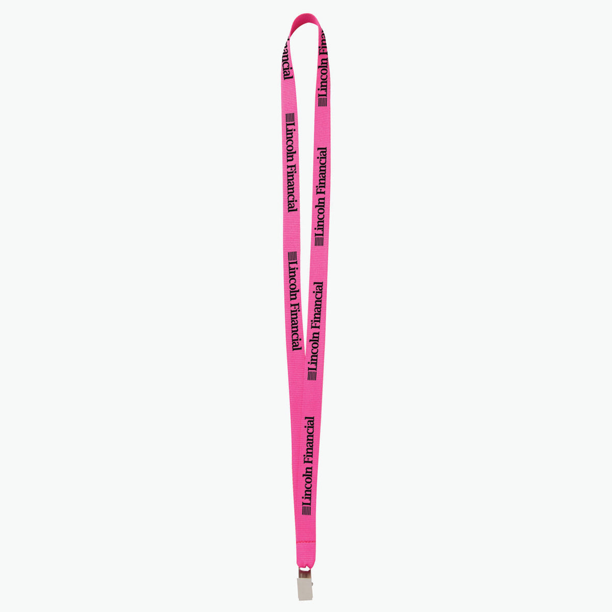 Hot Pink Polyester Lanyard with Bulldog Clip R7583