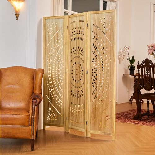 Wood Carved Folding Room Divider Screen 6 Panels F9122