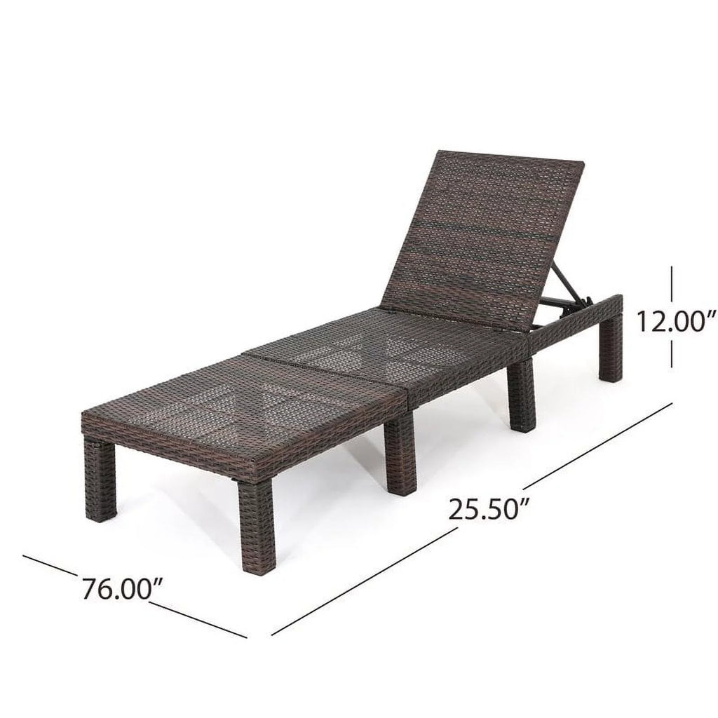 MultiBrown Wicker Chaise Lounge with Orange Cushion K5178