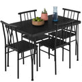 5-Piece Metal and Wood Rectangular Dining Table Set with 4 Chairs V955