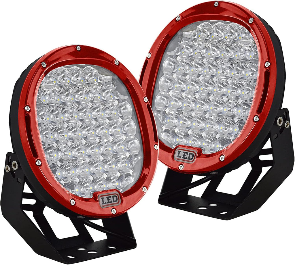 2PCS 96W Round Red LED Spot Driving Work Light 9 Inch B949