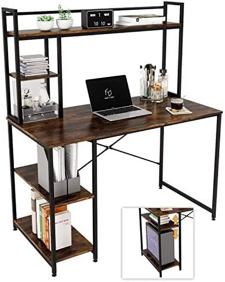 Computer Desk with Hutch and Shelves 47 Inch Adjustable J807240