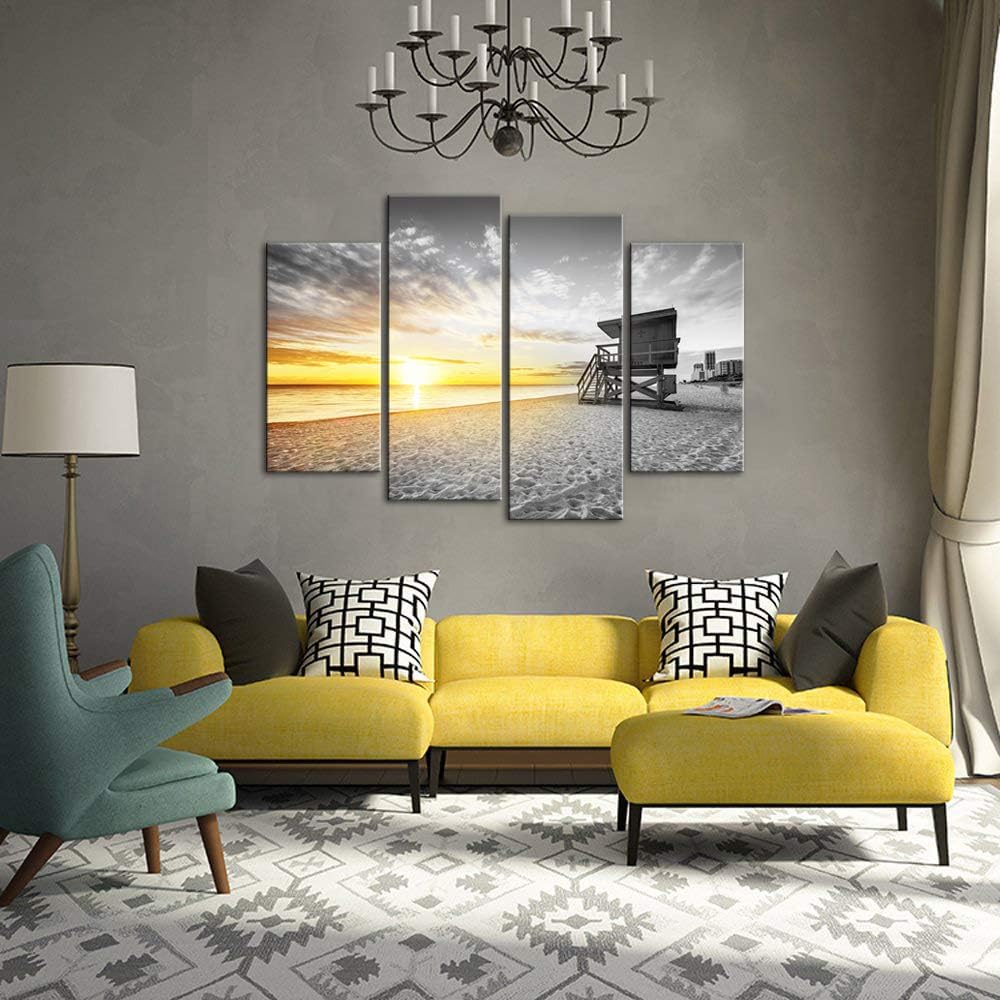 4 Pieces Beach Wall Art Canvas Print Framed K734565