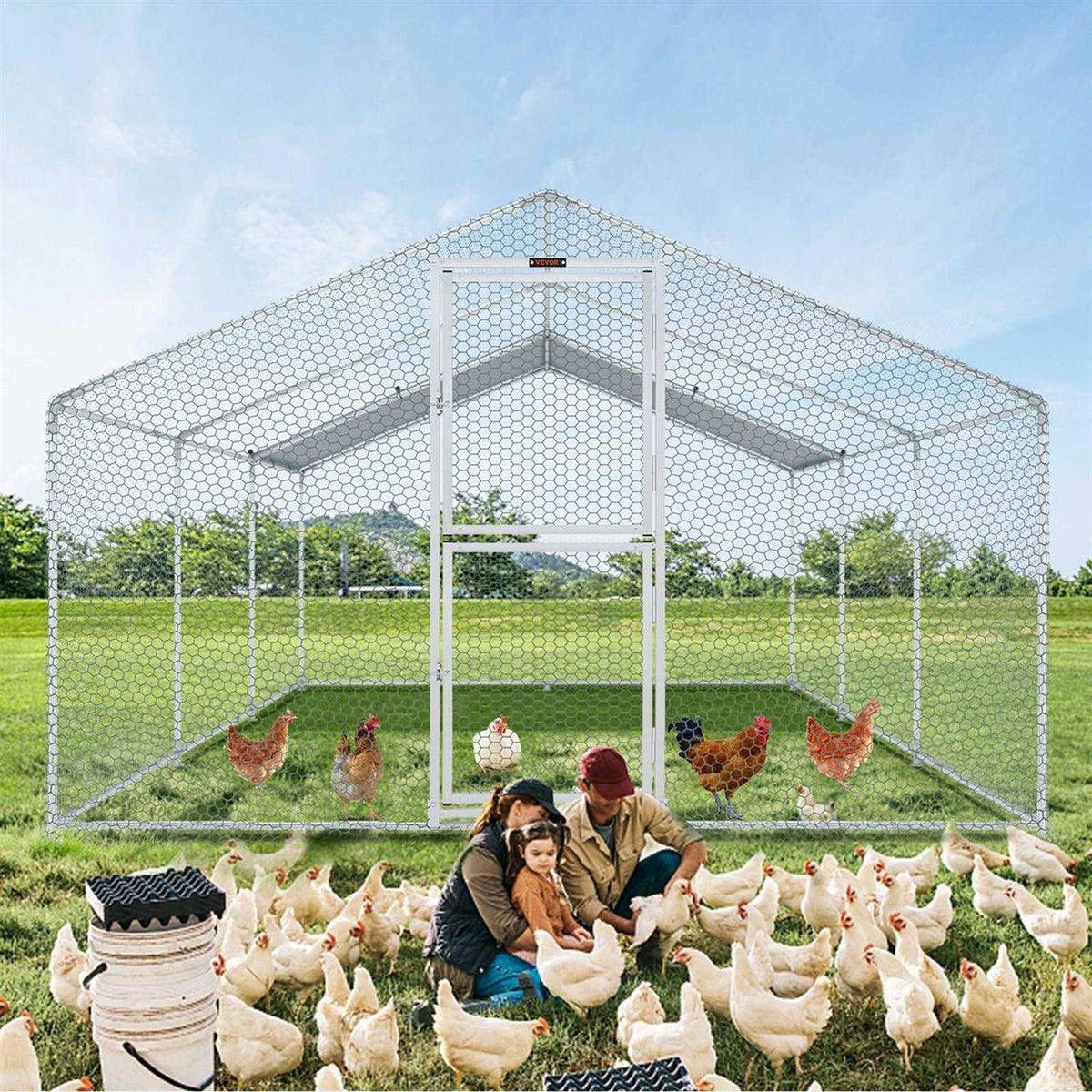 Large Metal Chicken Coop with Run G423395