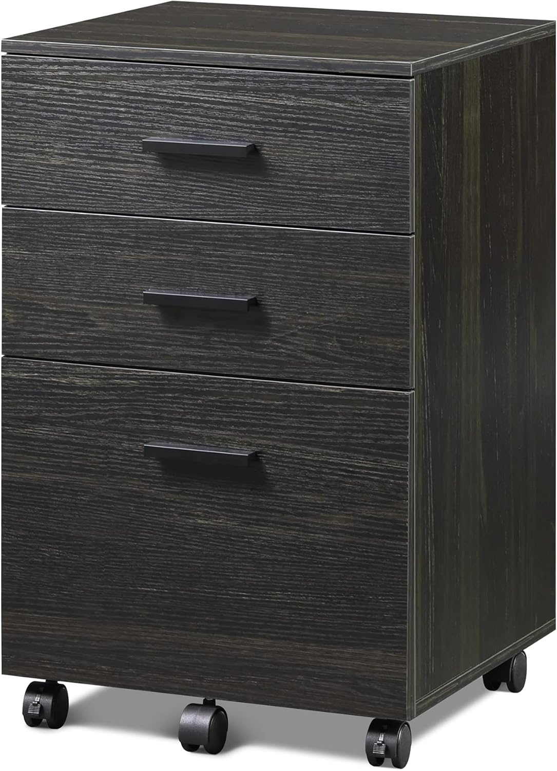 Black 3 Drawer Wood Mobile File Cabinet T933067