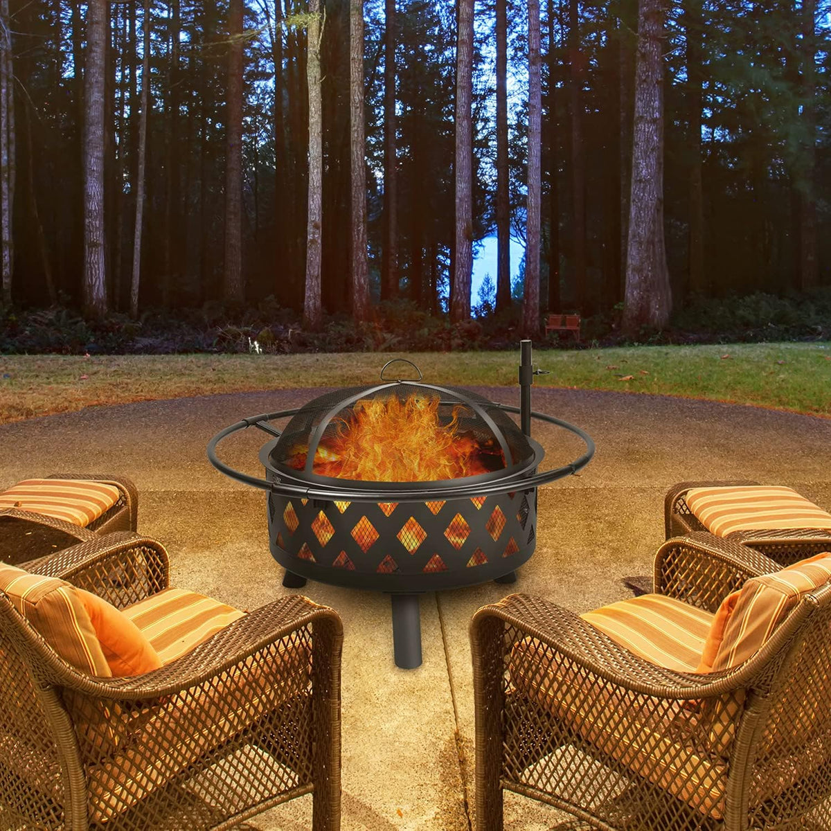 30 Inch Wood Burning Fire Pit with Cooking Grate P40315
